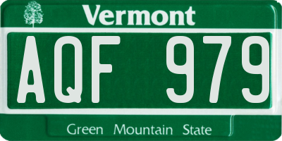 VT license plate AQF979