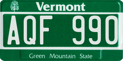 VT license plate AQF990