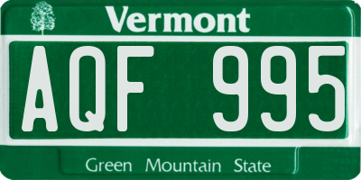 VT license plate AQF995