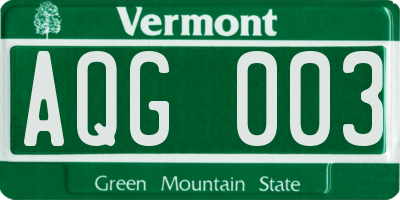 VT license plate AQG003