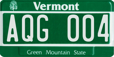 VT license plate AQG004