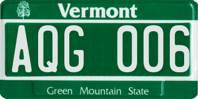 VT license plate AQG006