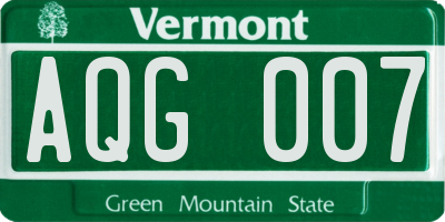 VT license plate AQG007