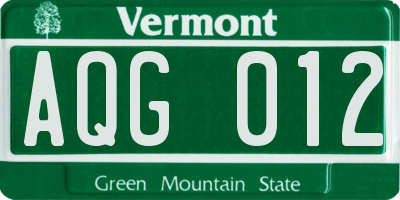 VT license plate AQG012