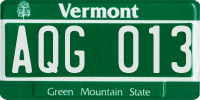 VT license plate AQG013