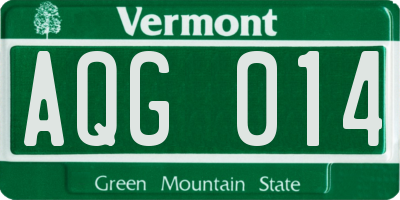 VT license plate AQG014