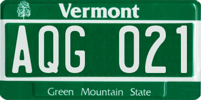 VT license plate AQG021