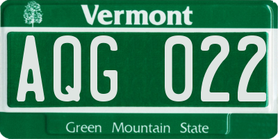 VT license plate AQG022