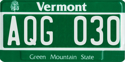 VT license plate AQG030