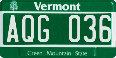 VT license plate AQG036