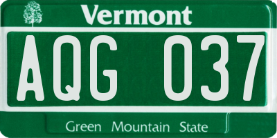 VT license plate AQG037