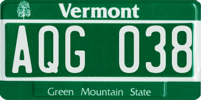 VT license plate AQG038