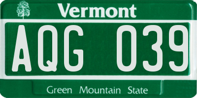 VT license plate AQG039