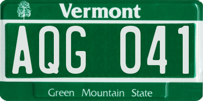 VT license plate AQG041
