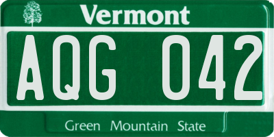 VT license plate AQG042