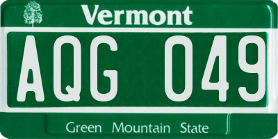 VT license plate AQG049