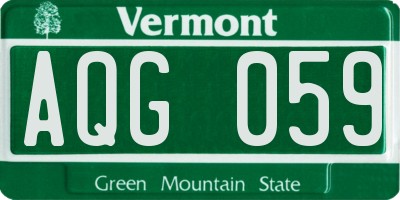 VT license plate AQG059
