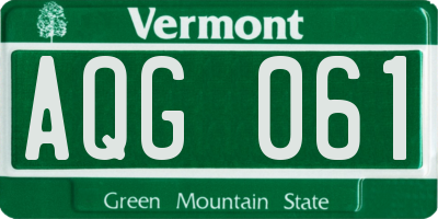 VT license plate AQG061