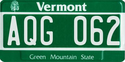 VT license plate AQG062
