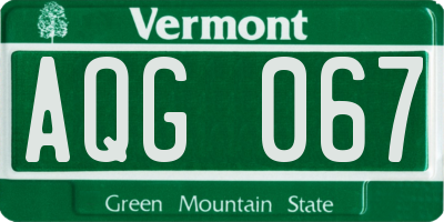VT license plate AQG067