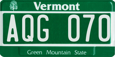 VT license plate AQG070