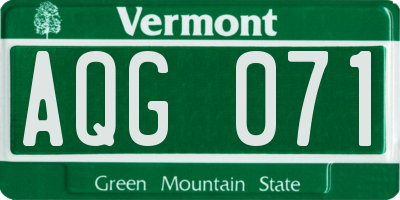 VT license plate AQG071