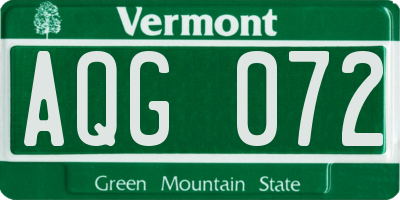 VT license plate AQG072