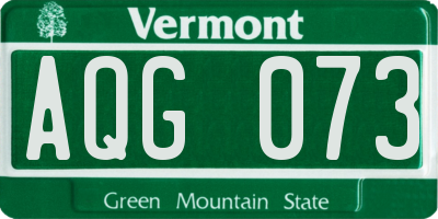 VT license plate AQG073