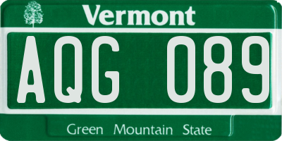 VT license plate AQG089