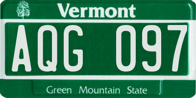 VT license plate AQG097