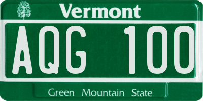 VT license plate AQG100