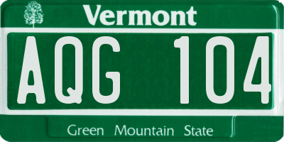 VT license plate AQG104