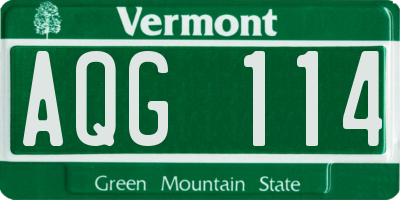 VT license plate AQG114
