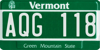 VT license plate AQG118