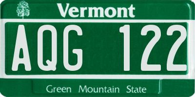 VT license plate AQG122