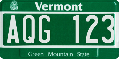 VT license plate AQG123