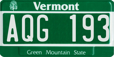 VT license plate AQG193