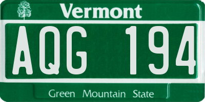 VT license plate AQG194