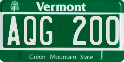 VT license plate AQG200
