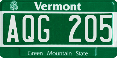 VT license plate AQG205