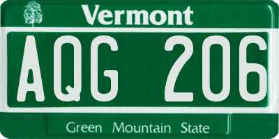 VT license plate AQG206