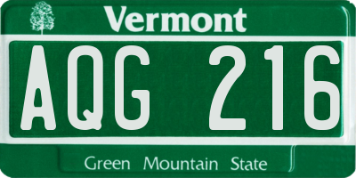 VT license plate AQG216