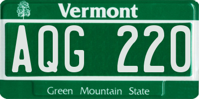 VT license plate AQG220