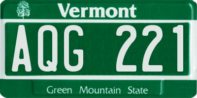 VT license plate AQG221