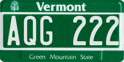 VT license plate AQG222