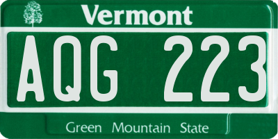 VT license plate AQG223