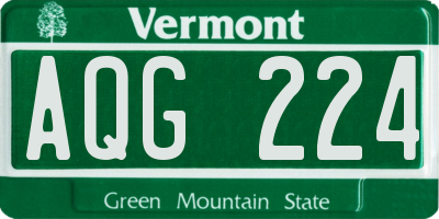 VT license plate AQG224