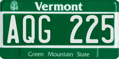 VT license plate AQG225