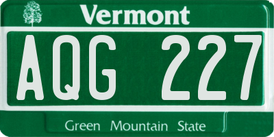 VT license plate AQG227