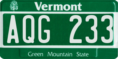 VT license plate AQG233